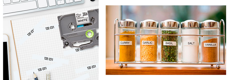 Cinta blanca-Texto negro TZe-221 Cinta laminada Brother TZe-231 blanco con texto negro de 9 mm para rotuladores PT-Series