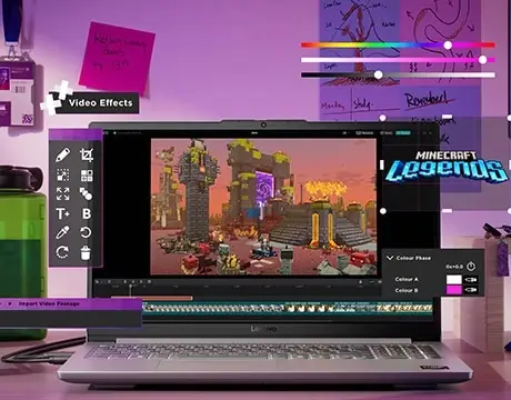 Notebook Gamer LOQe Gen 10 Ryzen 7 Lenovo 83S00001CL Primer plano de la pantalla de 15.6 pulgadas con bordes delgados, optimizando el espacio visual para una experiencia de juego inmersiva.