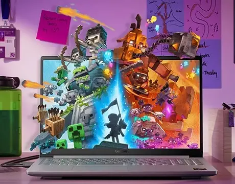 Notebook Gamer LOQe Gen 10 Ryzen 7 Lenovo 83S00001CL Vista de los puertos traseros, que permiten una gestión de cables limpia, ideal para setups fijos de escritorio