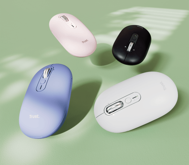 Mouse inalambrico Hyperscroll Seron disponible en diversos colores: negro, blanco, rosado y azul